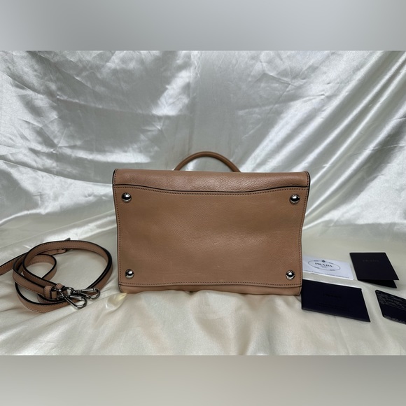 Authentic Prada Pomic Glace Calf Leather Double Handle Tote Bag BN2665 - Picture 8 of 9